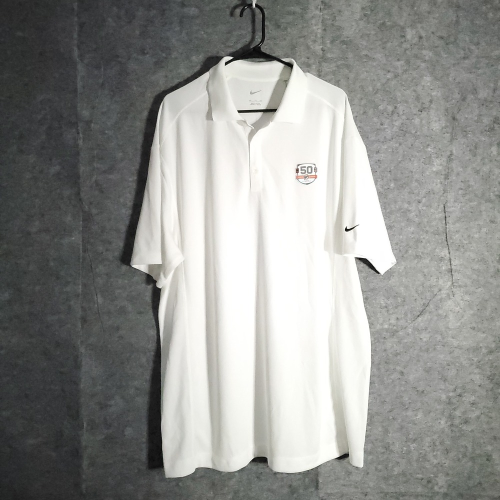 Nike Miami Dolphins Polo Shirt Mens Sz XXL White 50th Anniversary Perfect Season